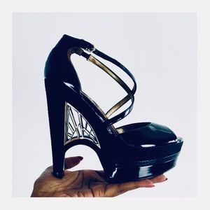 SAM EDELMAN platform patent leather heels